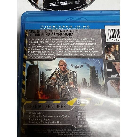 *3/$14 Elysium (Blu-ray No DVD Matt Damon & Jodie Foster Sci-fi Action Movie BFV - Picture 4 of 6